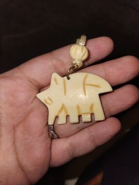 Carved Bone  Elephant Pendant Necklace Charm